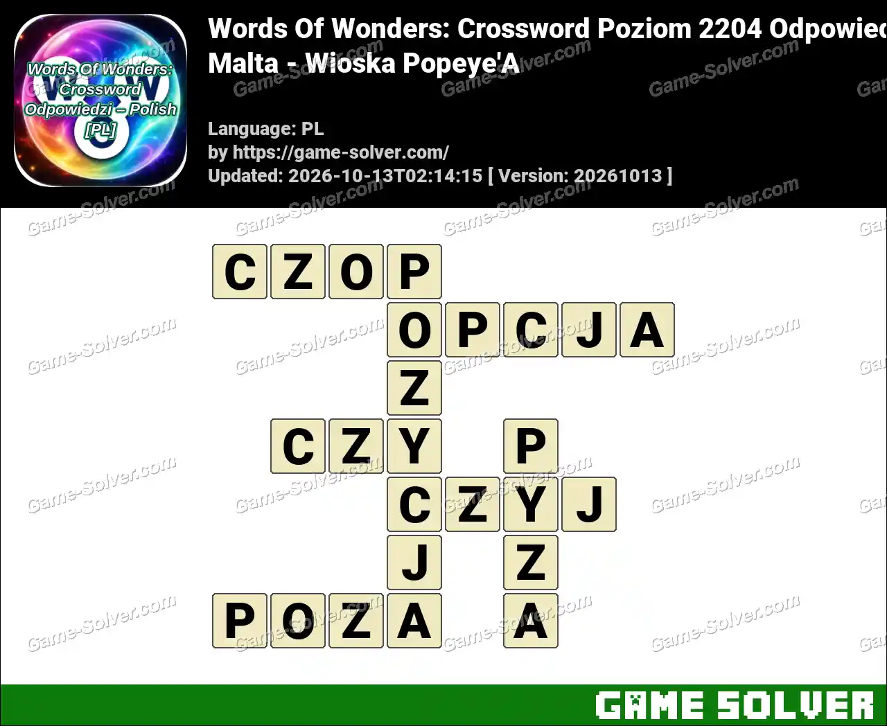 Words Of Wonders: Crossword Poziom 2204 Odpowiedzi – Malta – Wioska Popeye’A